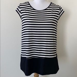 CeCe Striped Top with Cap Sleeve, Size Large NWOT